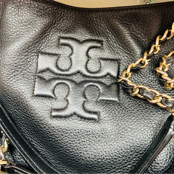 Tory Burch Black Pebble Leather Chain Shoulder Bag